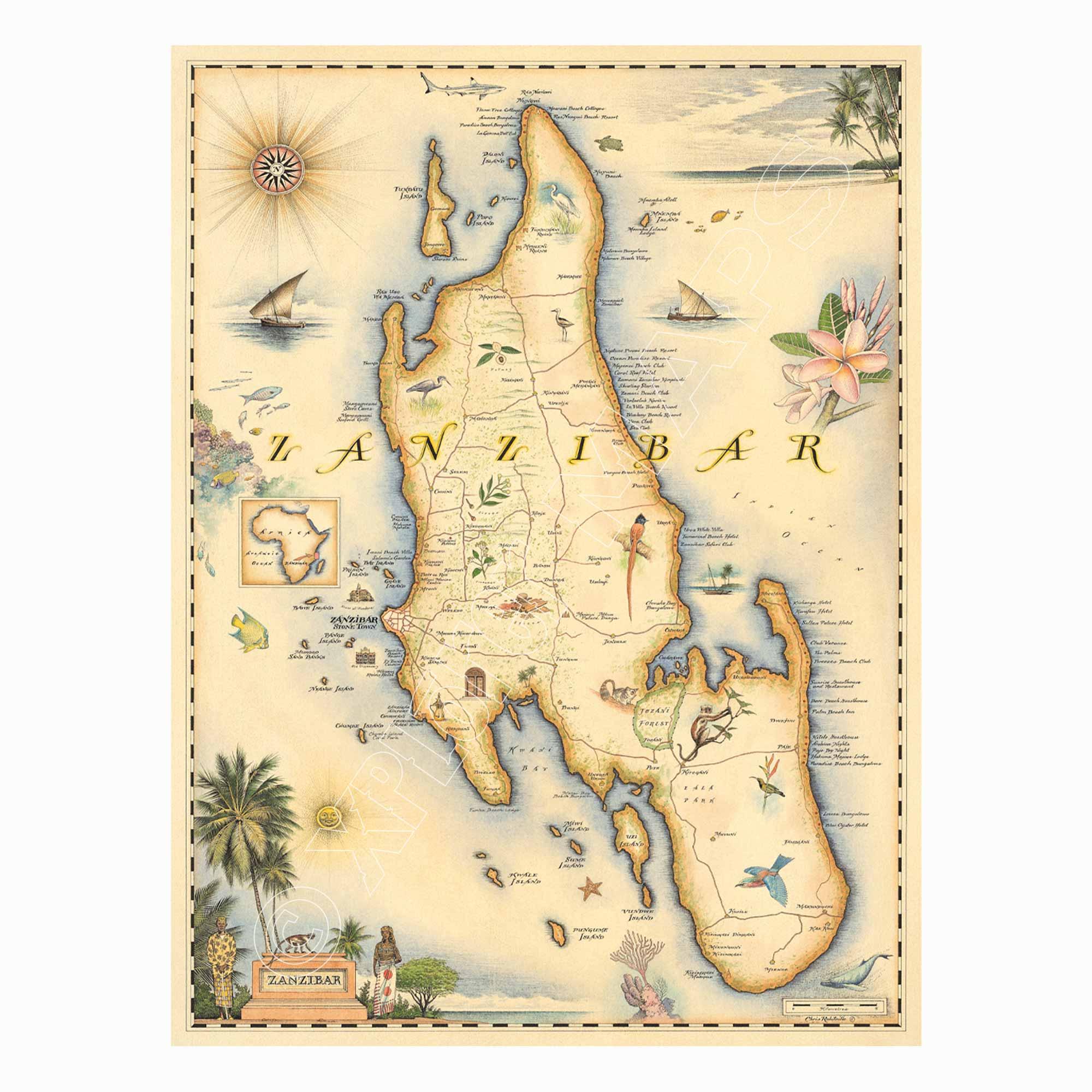 Zanzibar 1000 Piece Jigsaw Puzzle Xplorer Maps - BIG FRENCHIES
