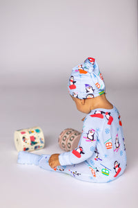 Polar Penguins Top Knot Hat - BIG FRENCHIES