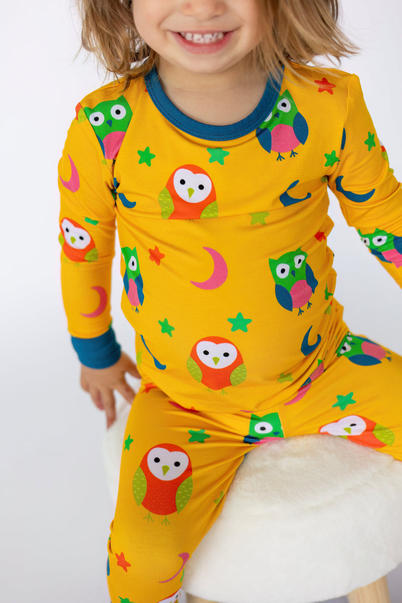 Twilight Hoots Two-Piece Pajama Set - BIG FRENCHIES