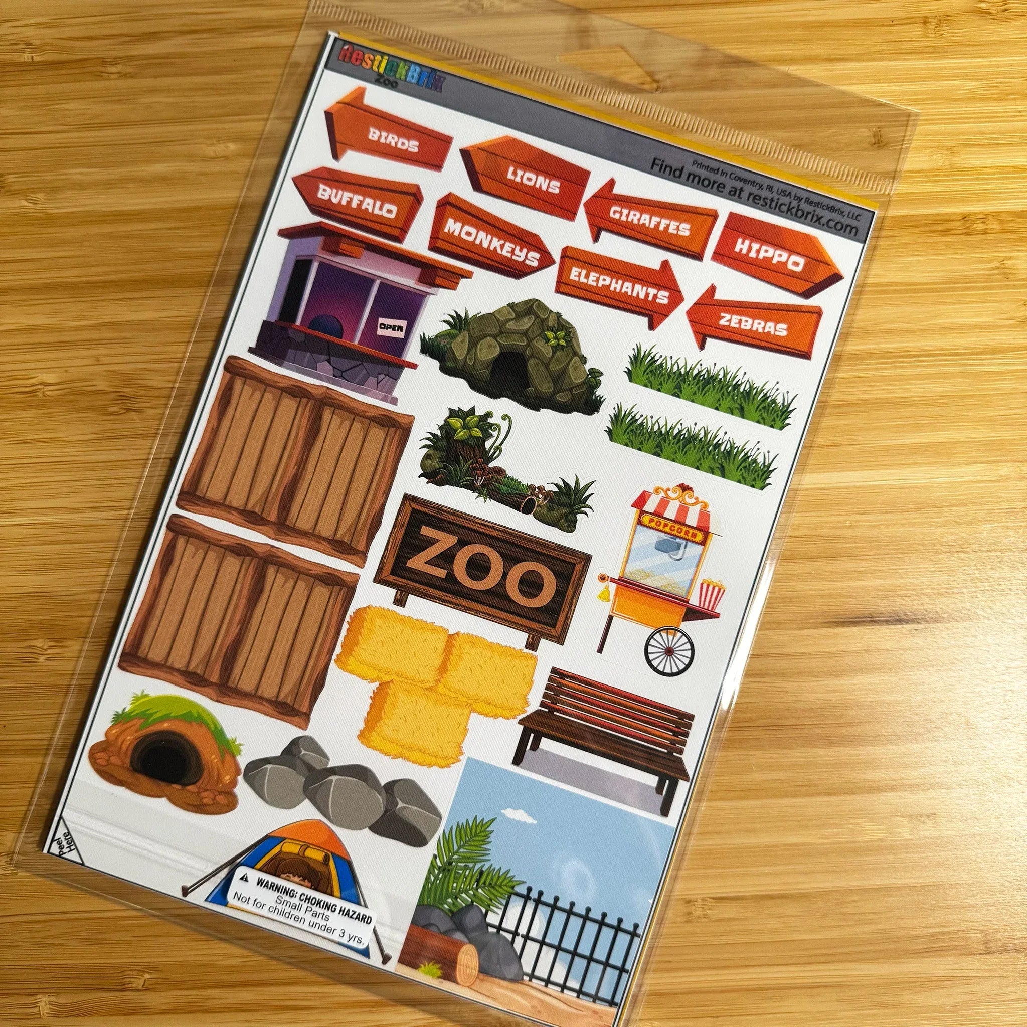 Zoo: Reusable Decals for Customizing Magnetic Tiles, Plastic Bricks, and more - BIG FRENCHIES