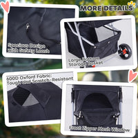 Dog Stroller, One-click Folding Pet Stroller with Cup Holder, 4 Wheels Travel Carrier w/ Brakes, 360° Swiveling Front Wh