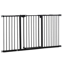 Pet Gate with Door Dog Gate and Barrier Indoor for Stairs Includes 7", 8", 12" Extensions Kit, 30 Inch Tall Pressure-Mou