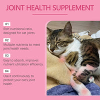 Cat Joint Health Support Tablets, Glucosamine Joint Supplement For All Breeds & Sizes Cats, 80 Count Joint Care Chewable
