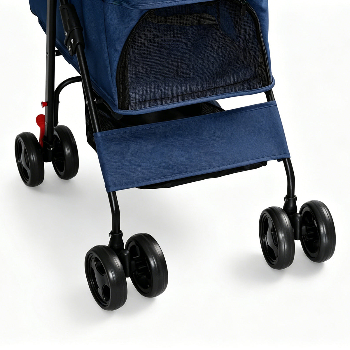 Foldable Pet Stroller for Small Dogs and Cats Under 28 lbs with Multi-Functional Tray, 2 Safety Leashes, Storage Basket 