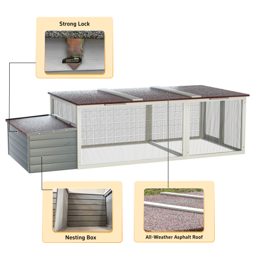 20.93ft Large Wooden Chicken Coop Outdoor Hen House With Nesting Box Weatherproof Asphalt Roof Walk In Poultry Cage With
