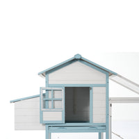 Large Wooden Chicken Coop with Double Nesting Boxes, Outdoor Walk-In Chicken Run with Waterproof Asphalt Roof, Fir Wood 