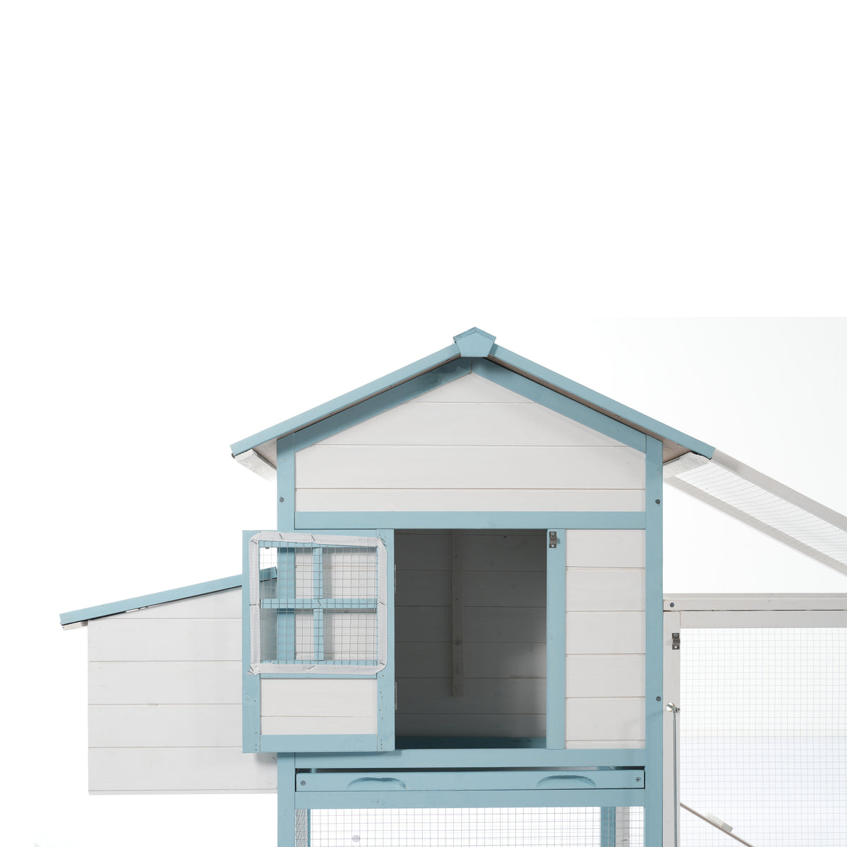 Large Wooden Chicken Coop with Double Nesting Boxes, Outdoor Walk-In Chicken Run with Waterproof Asphalt Roof, Fir Wood 