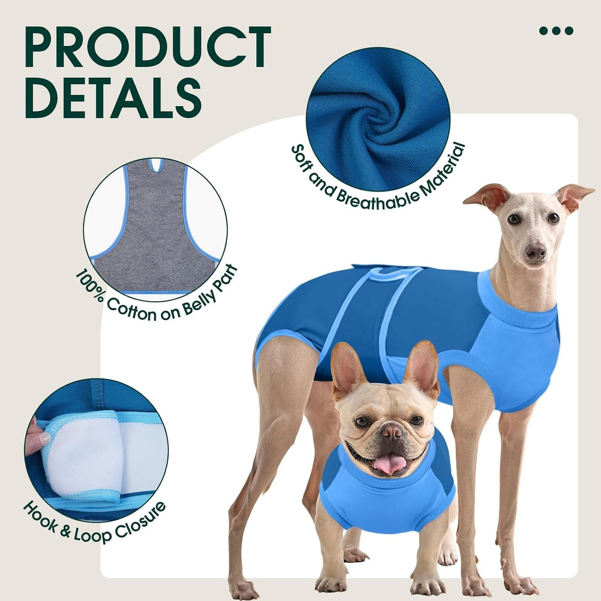 Female Dog Recovery Suit After Spay, XS–2XL