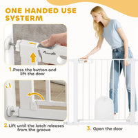 30"-41" Extra Wide Pet Gate Barrier with Small Door, 30"H Dog Gate with Safety Gate Barrier, Stair Pressure Fit, White