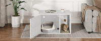 Cat Litter Box Cabinet Multifunctional White Modern Cat House Washroom End Table For Bedroom Living Room
