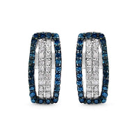 0.51 Carat Genuine Blue Diamond & White Diamond .925 Sterling Silver Earrings
