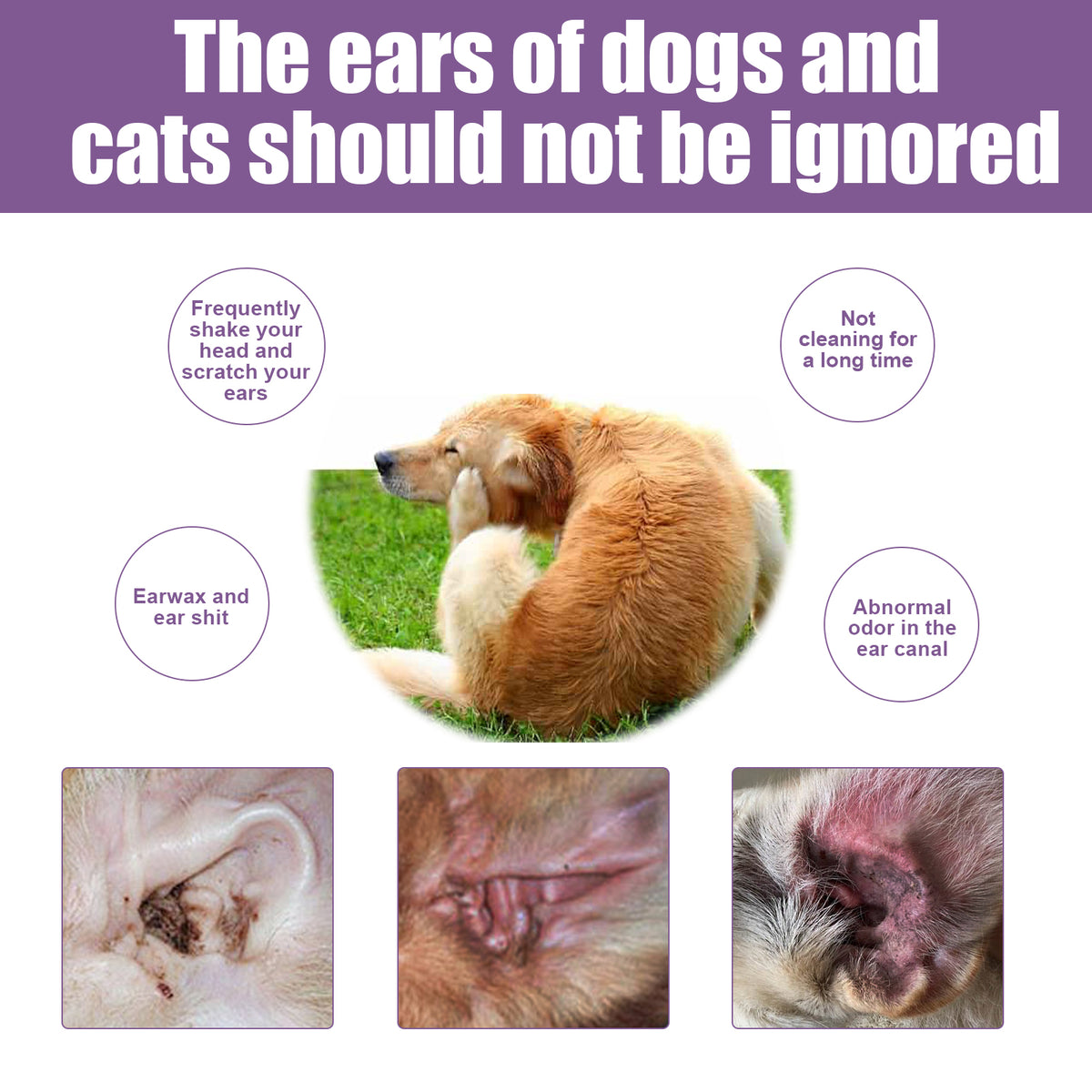 118ml Pet Ear Rinse Cleaner With Glycerin & Disodium EDTA, Anti-Itch Antimicrobial Ear Wash For Dogs Cats, Alcohol-Free 