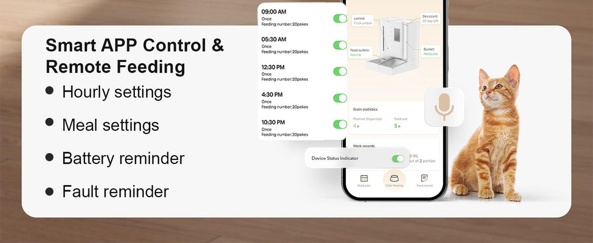 Waithem WiFi Automatic Pet Feeder & Waterer 2-in-1 Set App-Controlled, 2-Week Capacity, Detachable &Washable, Moisture-P