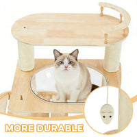 Modern Heavy-Duty No-Drill Cat Tree-Solid Wood Multi-Story Board, 4-Story Multi-Column Cat Tower, 57.9in For Multi-Cat H