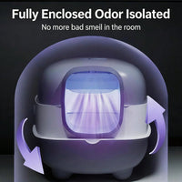 Fully Enclosed Cat Litter Box With UV Sterilization Odor Control, Large 56cm Space For Big Cats, Easy Clean 180 Flip Top