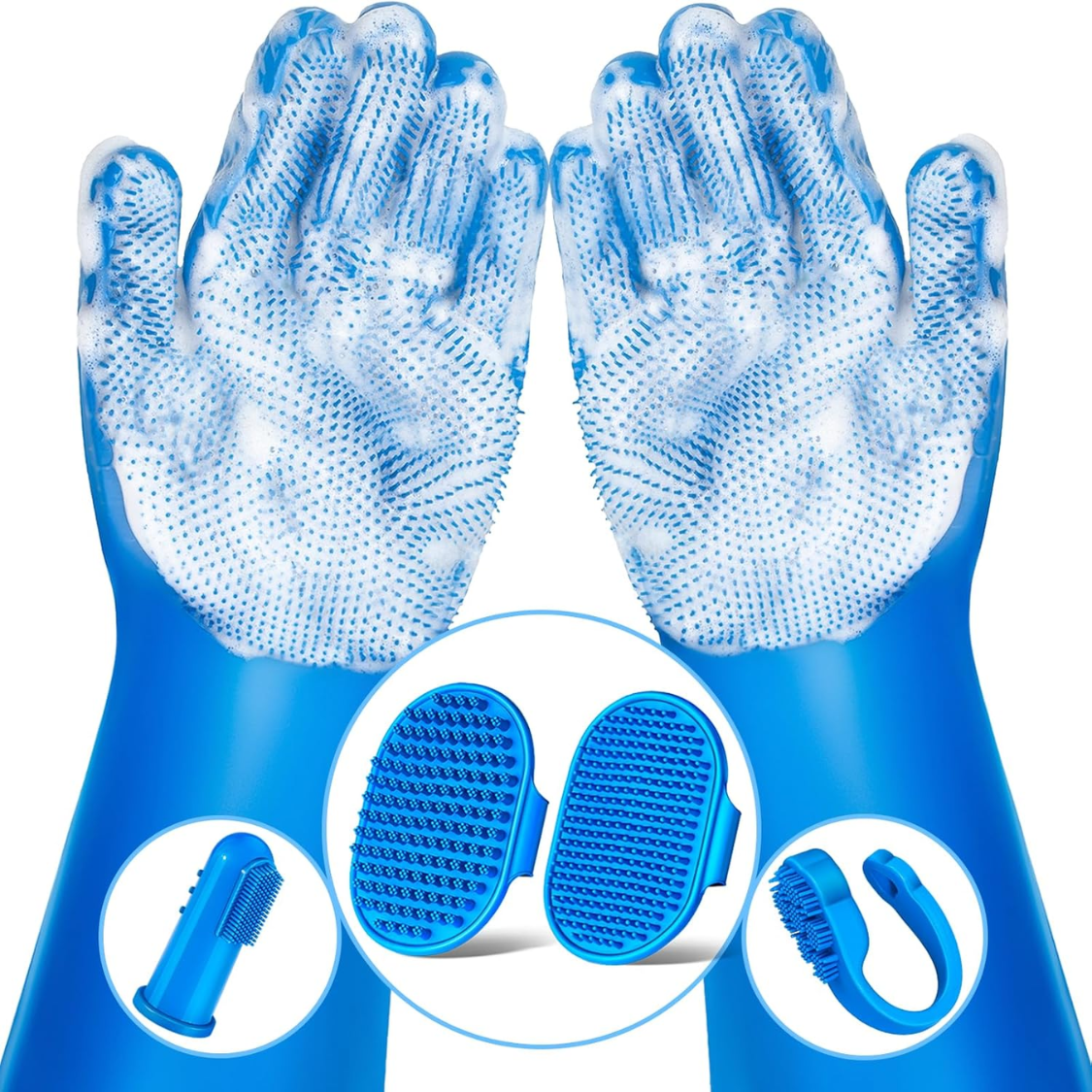 6PCS Grooming Bath Supplies For Dogs, Cats Dog Washing Gloves Dog Bath Brush Dog Shower Brush Pet Grooming Gloves Dog Gr