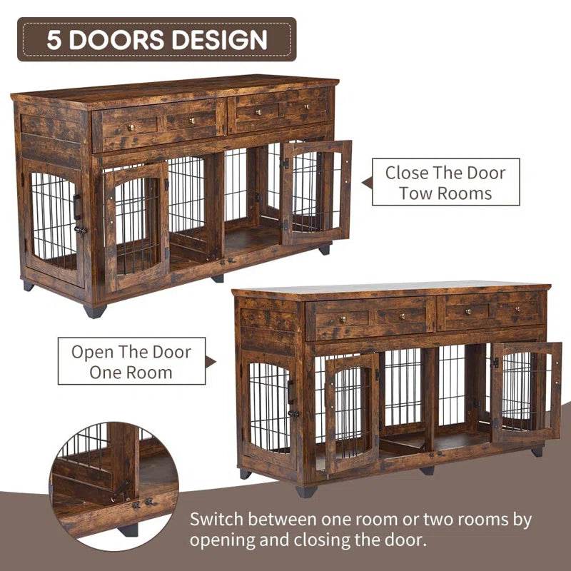Dog Crate Furniture with Openable Partition - BIG FRENCHIES