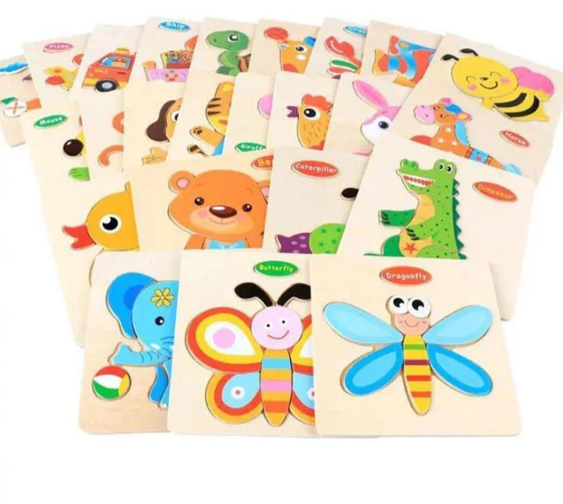 Baby Toys Wooden 3D Puzzle Cartoon Animal Intelligence Kids Educational Brain Teaser Children Tangram Shapes Learning - BIG FRENCHIES