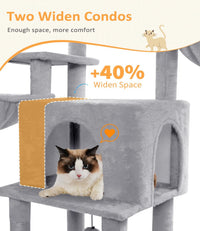 ABCPET Large Cat Tree, Cat Tower, Multi-Tier, Indoor Cat, Sisal Scratching Post, Widened Cat Perching Post, Square Hammo