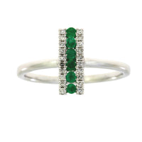 Natural .25ct Emerald Diamond Ring 14KT White Gold
