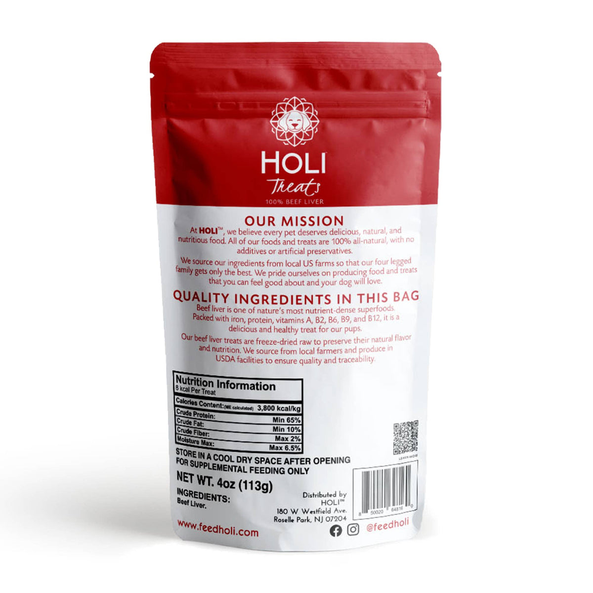 HOLI Freeze Dried Beef Liver Dog Treats, All Natural