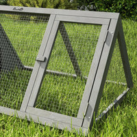 Wooden Guinea Pig Hutch With Run And Doors, Outdoor Triangle Bunny House For Rabbits,Duck And Chicken