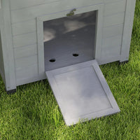 Duck Coop, Wooden Duck House With Openable Roof & Double Doors, Light Gray