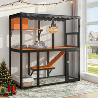 Wooden Catio Outdoor Cat Enclosure Large Cat House For Mulitiple Cats Walk ,Indoor 4 Tier Cat Enclosures House , Outdoor