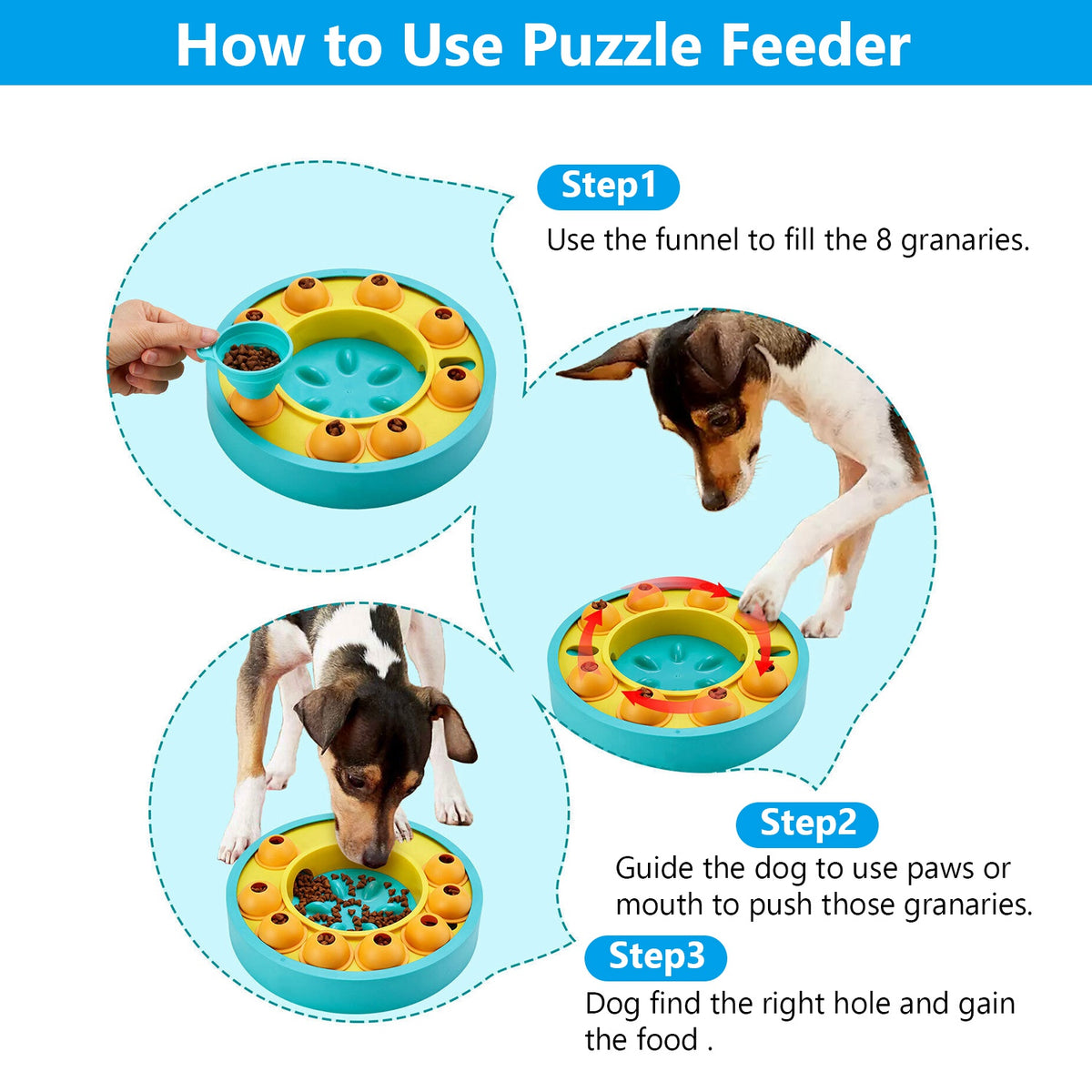 1Pc Dog Puzzle Food Feeder Slow Feeding Bowl Interactive Toy Dog Treat Dispensing Toy For IQ Training Mental Enrichment 