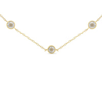 Yellow Color Plated Sterling Silver Diamond Station Necklace (1/2 cttw, K-L Color, I2-I3 Clarity)