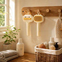 Cute Cartoon Bear Self-Cleaning Pet Brush Universal Deshedding Comb For Cats And Dogs Removes Loose Fur & Detangles Comf