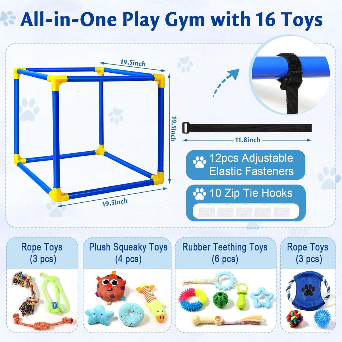 Interactive Puppy Play Gym with 16 Toys Dog Enrichment Activity Center-Pet Toys-BIG FRENCHIES-Wags & Whiskers Pet Supply