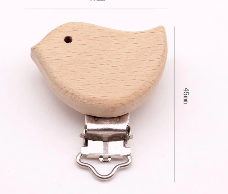 Modern Wood Naural Nipple Chain Accessories BPA Free Cute Modelling Beech Pacifier Clip Small Elephant Heart-shaped Holder for Pacifier - BIG FRENCHIES