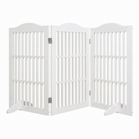 Wooden Freestanding Foldable Pet Gate for Dogs, 30 inch 3 Panels Step Over Fence, Dog Gate for The House, Doorway