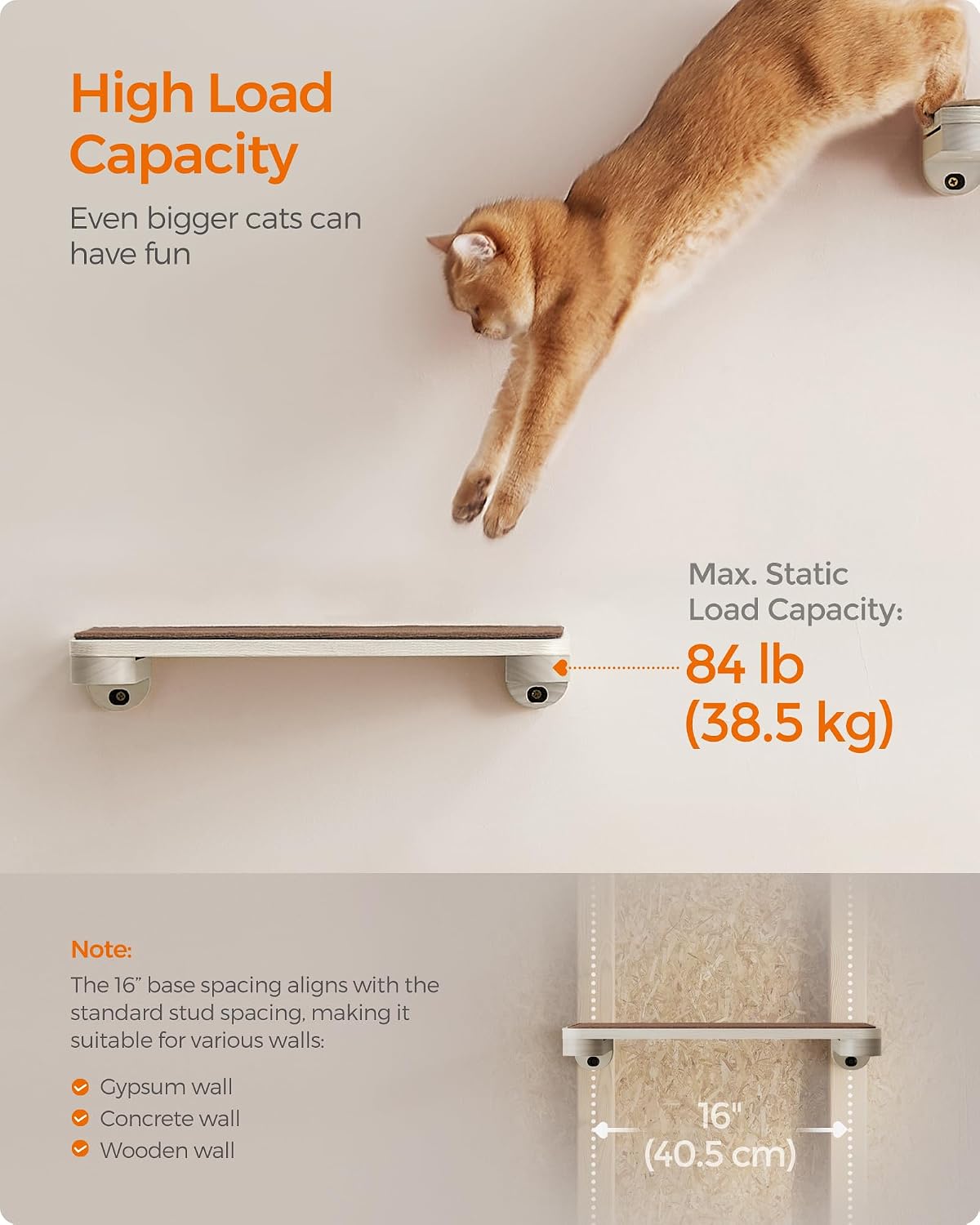 Set Of 5 Clickat Oasis Cat Climbing Wall, Cat Board, Hammock, Scratching Column, Interchangeable Washable Parts, Brown O