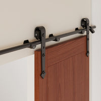6FT Barn Door Hardware Kit Heavy Duty Sliding Door Track Kit With Floor Guide For Interior Exterior Fit 30-32in Wide Pan