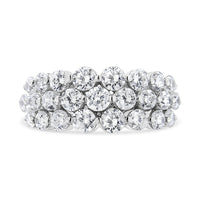 10K White Gold 2 1/2 Cttw Round Natural Diamond 3 Row Band Ring (I-J Color, I1-I2 Clarity) - Ring Size 7