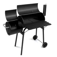 Barrel Charcoal Grill with Offset Smoker, All Metal Outdoor Smoker with Side Table and Wheels for Outdoor Garden Patio a