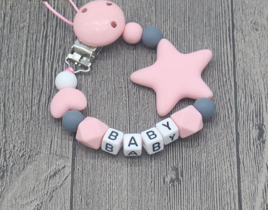Personalized Name Handmade Pacifier Clips Holder Chain Silicone Pacifier Chains Baby Teether Teething Chain For Baby and Kids - BIG FRENCHIES