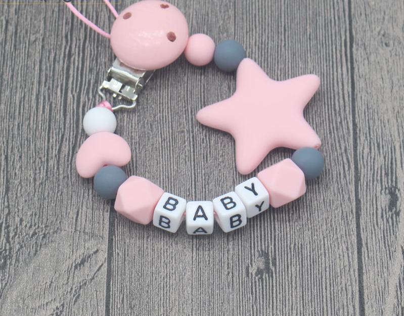Personalized Name Handmade Pacifier Clips Holder Chain Silicone Pacifier Chains Baby Teether Teething Chain For Baby and Kids - BIG FRENCHIES