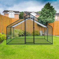 13 x 10 ft Large Metal Chicken Coop, Walk-in Poultry Cage Chicken Hen Run House with Waterproof Cover, Rabbits Cats Dogs