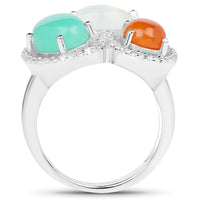 4.82 Carat Genuine Multi Stone .925 Sterling Silver Ring