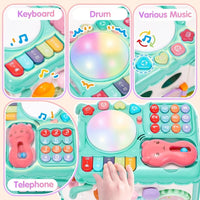Baby Activity Bus Toy Set 6-in-1 Multifunctional Musical Learning Bus Includes Mini Car & Building Blocks Early Educatio