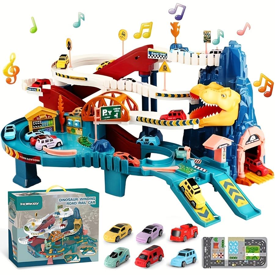 Dinosaur Mountain Adventure Track Toy Set Includes Roller Coaster, Mini Car, And Screwdriver