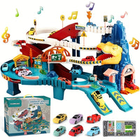 Dinosaur Mountain Adventure Track Toy Set Includes Roller Coaster, Mini Car, And Screwdriver