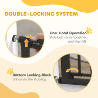30"-41" Extra Wide Pet Gate Barrier with Small Door, 35"H Dog Gate with Safety Gate Barrier, Stair Pressure Fit, Black