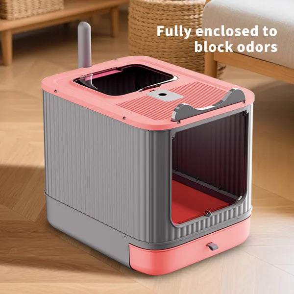 Elevated Leak Proof Elf Pink Cat Litter Box, Made Of Sturdy And Durable Materials, Also Suitable For Multi Cat Household