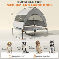 PawHut Elevated Dog Bed With Removable Canopy, Portable Outside Raised Pet Cot With Cooling Pad, Storage Bag
