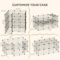 36 Panels Small Animal Playpen with Door, DIY C & C Cage for Guinea Pigs with Ramp, Portable Metal Wire Yard for Rabbit,