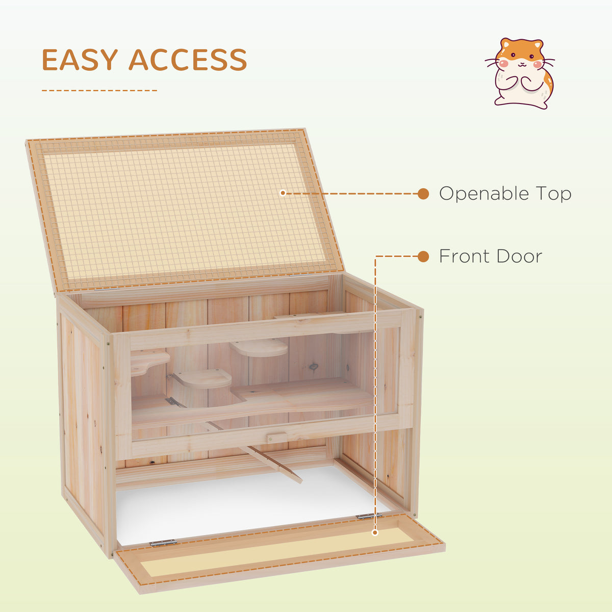 2-Level Hamster Cage Mice and Rat House, Small Animal Habitat for Guinea Pigs, Chinchillas with Openable Top, Front Door